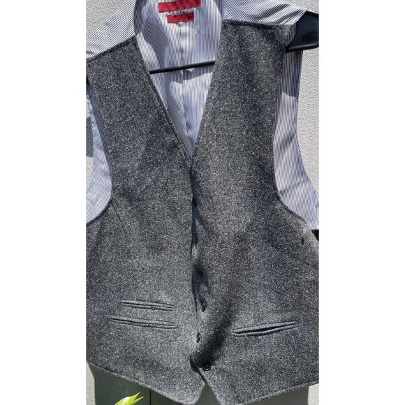 John Varvatos USA Black Gray Button Up Classic Suit Vest Men's Sz L - Picture 15 of 16